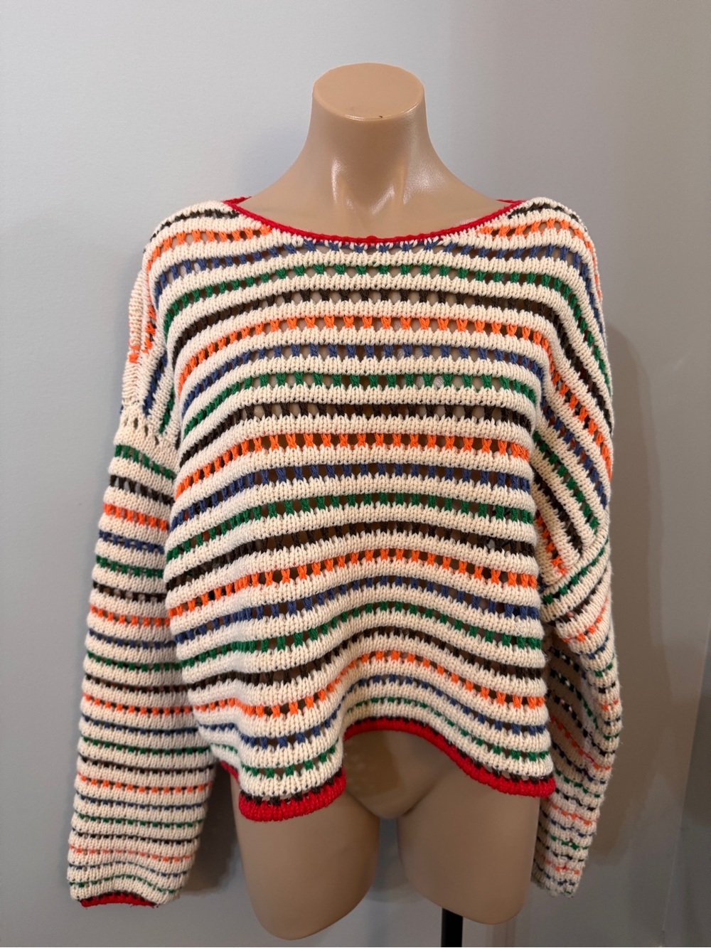 Le Lis Colorful Knit See Through Sweater Medium